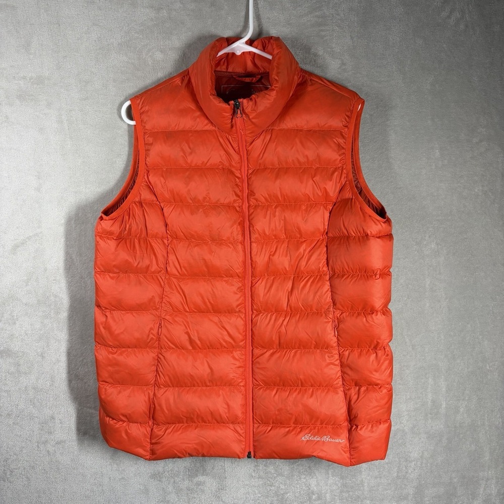 Eddie Bauer Down Puffer Vest Women's' XL Orange EB650 Gorpcore Outdoor Utility